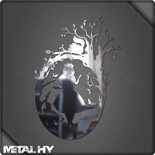 Disney Silver Anti-metal Sticker "Alice In Wonderland" Cartoon Animation Computer Mobile Phone Trunk Car 3D Sticker