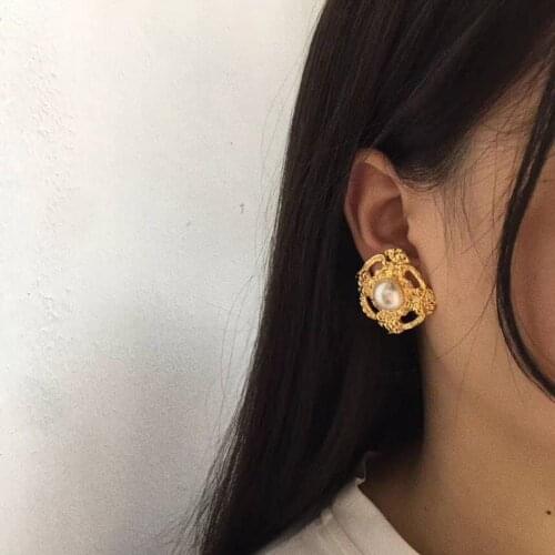 RISPADA EH25164 elegant retro court style artificial pearl stud earrings