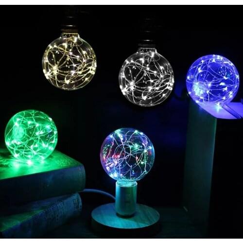 E27 LED Edison String Light Bulb AC85V-265V G80 G10 Colorful RGB Lighting Copper Wire Bulb Home Decor Holiday Night Light Lamp