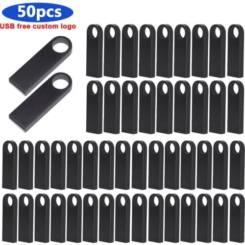 Bulk 50pcs free logo USB Flash Drive Waterproof Pen drive USB 2.0 Pen Flash Memory Stick 64GB 32GB 16GB 8GB Metal High Speed