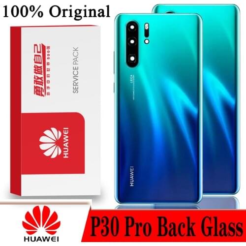 Original Back Cover for HUAWEI P30 Pro Tempered Glass Spare Parts Back Battery Cover Door Housing with Camera Frame Repair Parts
