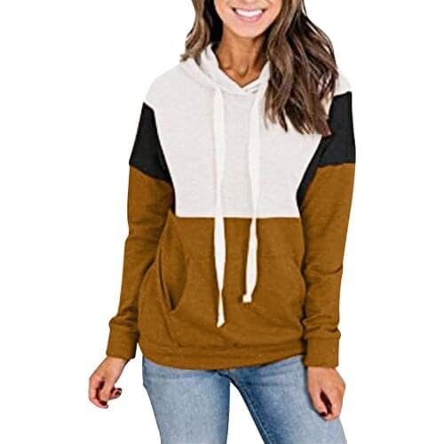 Women Hoodies Harajuku Casual Loose Long Sleeve Hooded 2021 Autumn Vintage Patchwork Sweatshirts Female Elegant Pullover Top