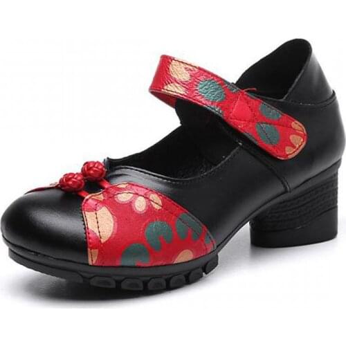 YourSeason Ladies 2021 Vintage Pumps Spring Autumn Genuine Leather Handmade Women Hook Loop Casual Shoes Round Toe