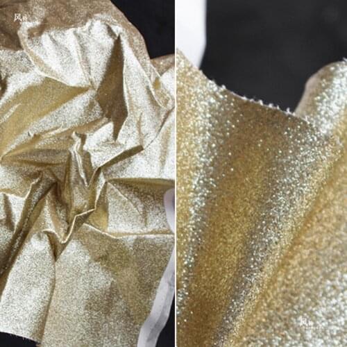 Gloss Synthetic Leather PU Fabric Stiff TPU Golden Sewing Crafting DIY Projects Bags Jacket Costume Dress Designer Fabric