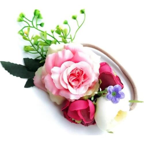 1pcs flower Crown elastic headband toddler infants Party Flower hairband Floral garlands with nylon headband hair accessories