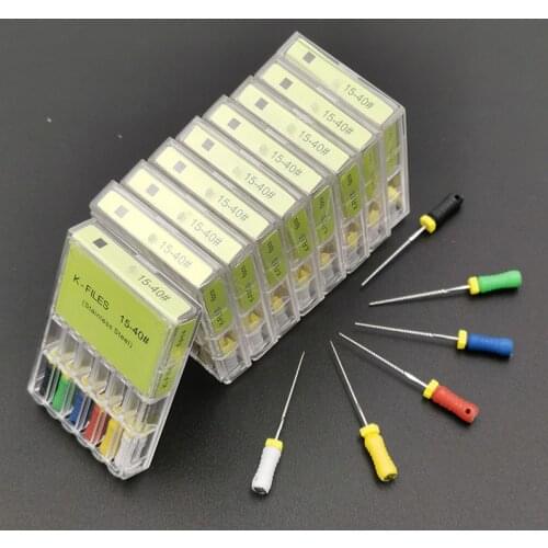 12boxes Dental K Files Hand Use 15-40# Dental K-File 21mm/25mm/31mm files Root Canal Endodontic Instruments
