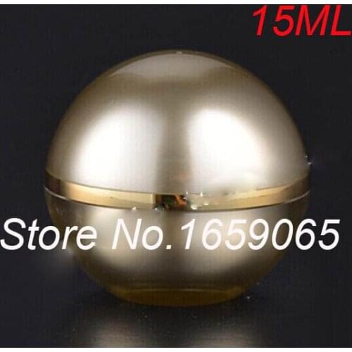 15g gold acrylic ball shape cream jar plastic jar for eye cream day cream capsule moisturizer gel cosmetic packing ball jar