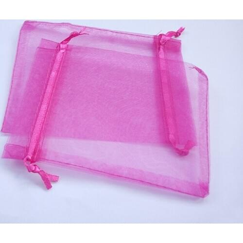 200pcs 9*12 Rose red small gift bags for jewelry/wedding/christmas/birthday Organza Bags with handles Packaging Yarn bag