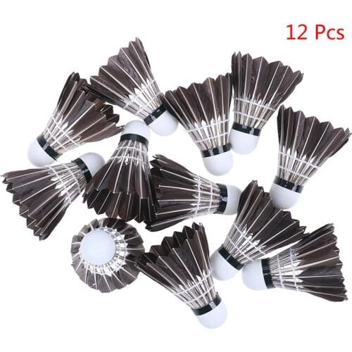 2020 12 Pcs Set Durable Badminton Black Balls Training Goose Feather Shuttlecocks