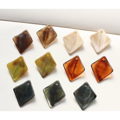 Diy jewelry making 60pcs/lot color print geometry rhombus shape resin beads fit earring/garment accessory
