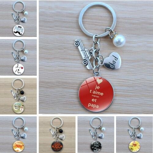 I love dad keychain my dad is a superhero pendant glass key ring best gift for fathers day