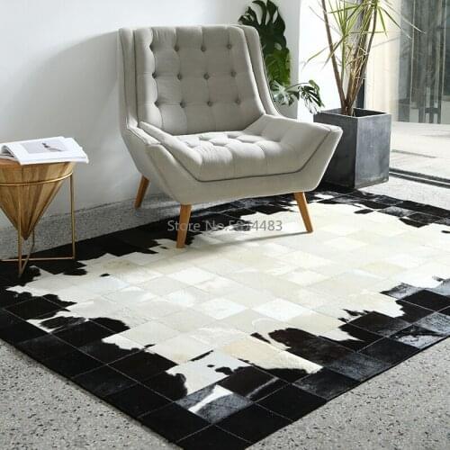 Black and White Luxury Cowhide Fur Rug,big Size Natural Cow Skin Fur Carpet for Living Room Decoration Villa Carpet SALES