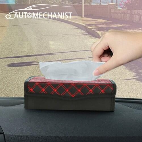 Tissue Holder For Car PU Leather Tissue Box Dispenser Auto Interior paper Napkin Face mask Organize Decoration Car Accessories