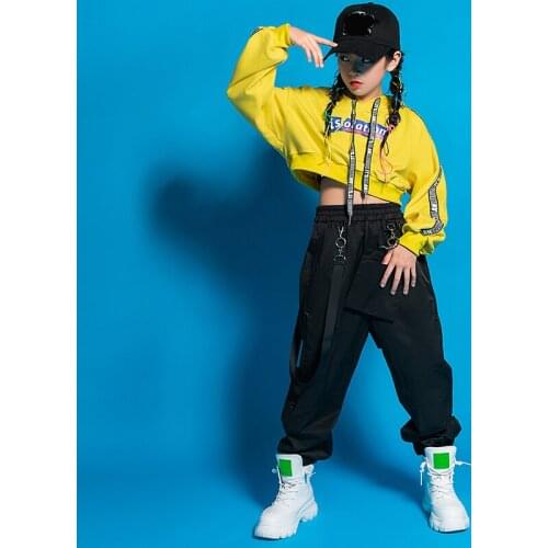 Childrens Day Modern Dance Hip Hop Dance Clothes For Kids Girls Hoodie Tops Loose Pants Suit Jazz Performance Costumes DN8292
