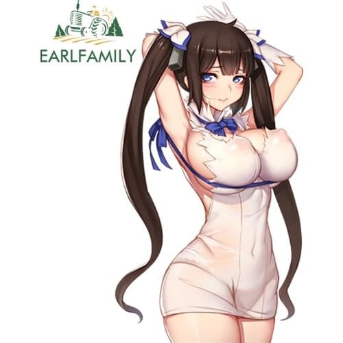 EARLFAMILY 13cm x 7.2cm Anime Girl Car Stickers DanMachi - Hestia Bumper Cute Vinyl Decals Personalized Decorative Accessories