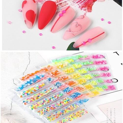 Swarovsky 6Grids Fluorescent Rhinestone Neon Decor Gems Mixed Size Nail Art 3D Diamond Crystal Nails DIY Decorations
