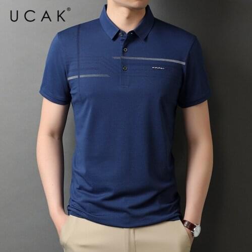 UCAK Brand Classic Turn-down Collar Cotton T Shirt Men Clothes Summer New Fashion Tops Streetwear Casual Soft Tshirt Homme U5472