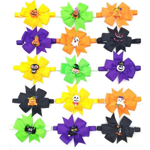 30/60 Pc Halloween Pet Dog Bow Tie Necktie Dog Bows Accessories Pumpkin Skull Party Dog Bow Tie Necktie Pet Supplies Bow Tie