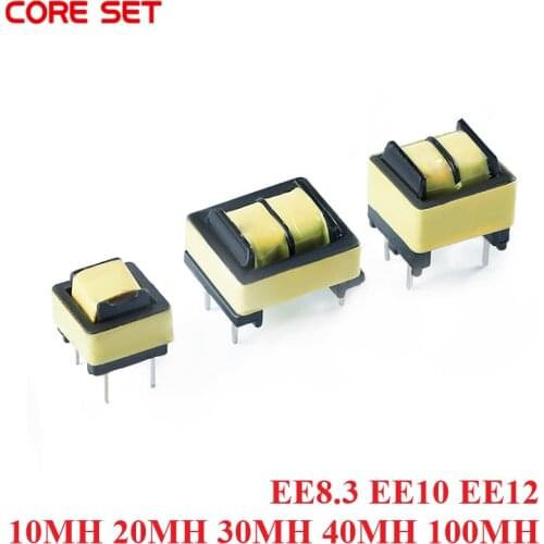 10Pcs Common Mode Inductance EE8.3 EE10 EE12 Inductor 10MH 20MH 30MH 40MH 100MH Power Filter Inductor Coil Transformer LED DIY