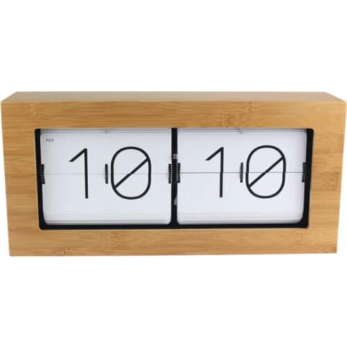 Exquisite wood bamboo automatically flip clock Pastoral home decoration Clocks