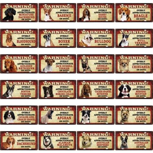 [ Kelly66 ] Pets Dog Basenji Beagle BullDog Afghan Boxer Metal Sign Tin Poster Home Decor Bar Wall Art Painting 15*30 CM Size C2