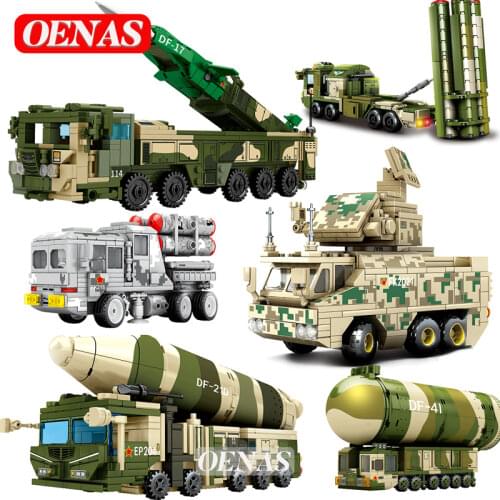 SEMBO MOC China Military Missile Building Blocks Q Version Defense Ballistic Vehicle Truck Model Children Kids Toys For Boy Gift