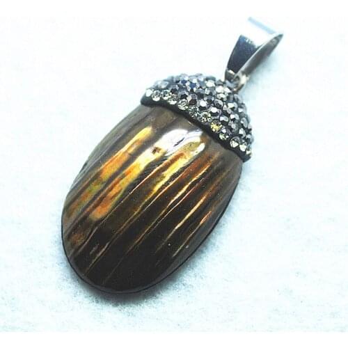 Brown shell pendant with rhinestone women beautiful mother of pearl pendant good items for your jewelry making findings