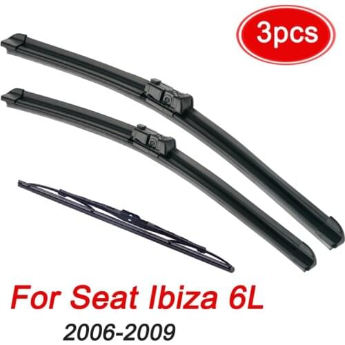 MIDOON Wiper LHD RHD Front & Rear Wiper Blades Set For Seat Ibiza 6L 2006 2007 2008 Windshield Windscreen Window 21"+19"+14"