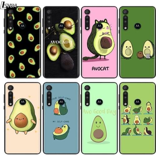 Cute Cartoon Avocado Food For Motorola E6 E7 G8 G9 G Edge Stylus Power Play Lite One Hyper Marco Plus Black Soft Phone Case