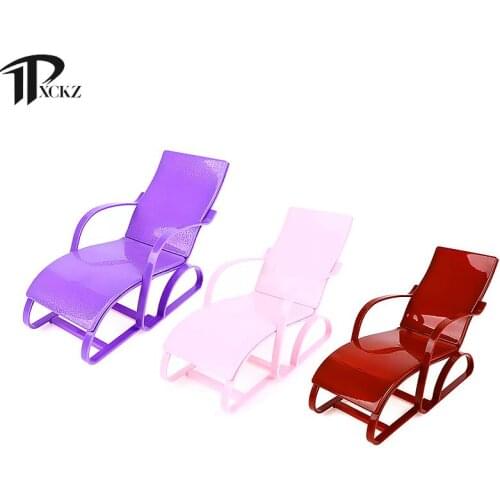 Mini Dollhouse Miniature Garden Beach Furniture Folding Deck Chair Cake Decor Dollhouse Furniture Swimming