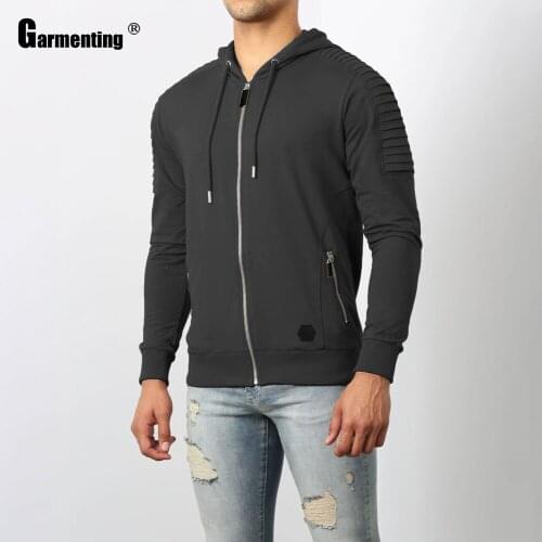 Garmenting Men Fashion Hoodie Sweatshirt 2021 Spring Autumn New Patchwork Zip Up Casual Sweatshirt Top Cardigans Man Clothes 3XL