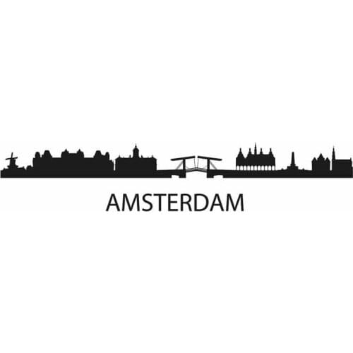 AMSTERDAM City Decal Wall Sticker Vinyl Stickers Decor Mural Art Living Room Home Decoration Landmark Skyline Wall Decal
