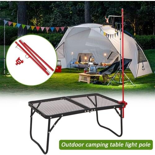 Outdoor Ultra-light Camping Table Fixed Lamp Holder Hiking Picnic Foldable Hanging Light Pole
