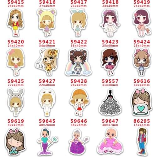 DIY Craft Supplies Sewing Accessories Cartoon Little Girl Printed Planar Resins Mold 10 Pieces. PR-59415