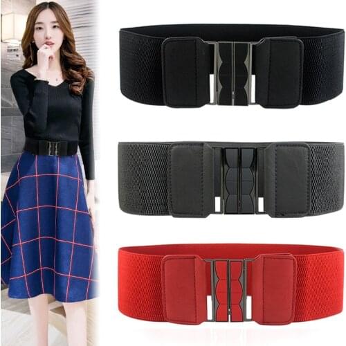 Brand New 3" Waist Belts Women Fashion Lady Solid Stretch Elastic Wide Belt Dress Adornment For Women Waistband Low Price