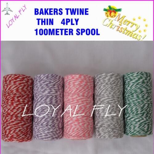 60pcs/lot bakers twine thin 4ply 100m/spool 22 color choose color twine, cotton twine