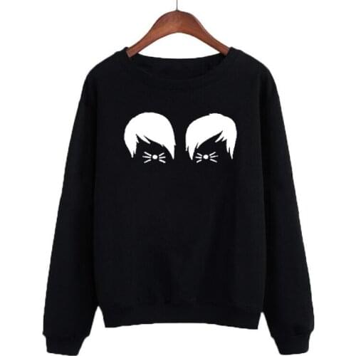 Hoodies Moletom Feminino Dan and Phil Cat Whiskers Cartoon Funny Printing Sweatshirt New Casual Women Round Neck