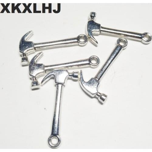 XKXLHJ 10pcs Charms claw hammer tool 25*12mm Tibetan Silver Plated Pendants Antique Jewelry Making DIY Handmade Craft