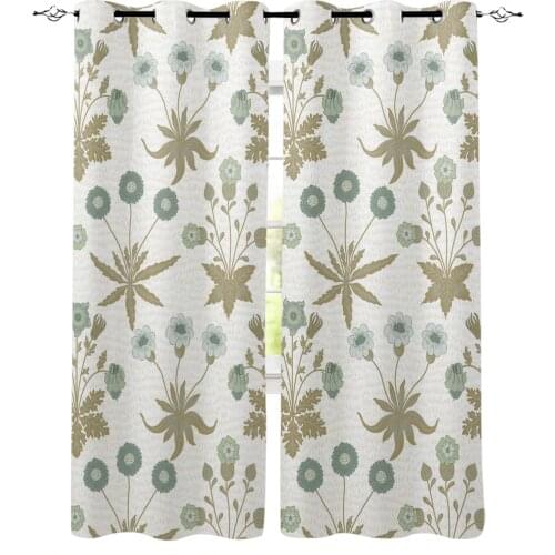 Plant Flower Leaf Retro Window Curtains Home Decor Living Room Curtain Kitchen Draperies Curtains for Bedroom