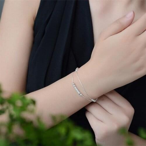Female Fashion Silver 925 Bracelets For Women Jewelry Trendy Tube Anklets Girls Party Accessories Princess Silver Anklet Lady