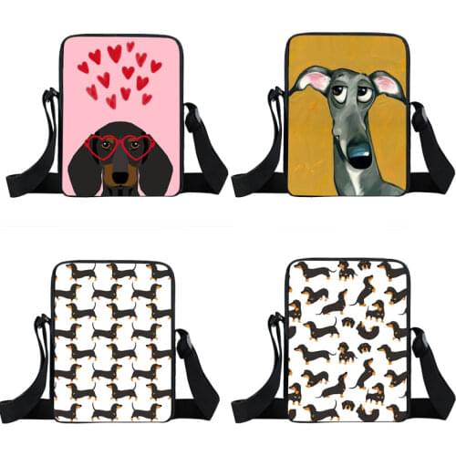 Women shoulder crossbody bags small messenger bags ladies Cute Dachshund Dog pattern handbag student bag tote