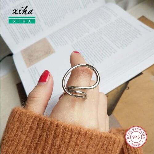 Real 925 Sterling Silver Rings for Women Luxury Geometric Twisted Open Adjustable Ring Ladies Fashion Jewelry 2020