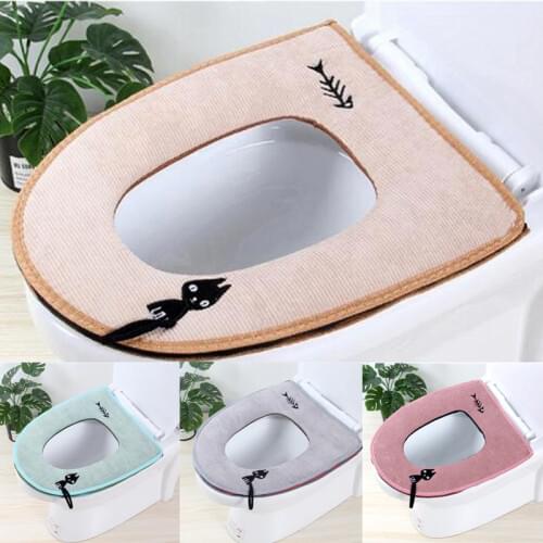 1Pc 4 Colors Washable Bathroom Toilet Seat Cover Soft Closestool Mat Toilet Lid Pad Home Decor