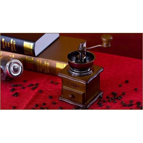 1PC Classical Wooden Mini Manual Coffee Grinder Stainless Steel Retro Coffee Spice Mill With High-quality Porcelain Move ENO 001