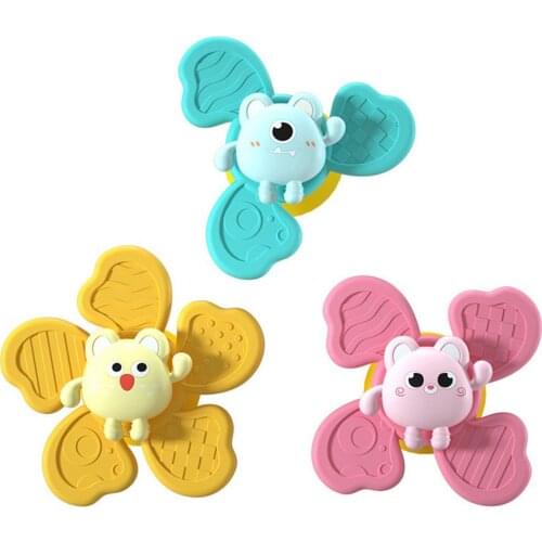 3 Pieces Baby Shower Top Rotating Suction Cup Turntable Toy Children Gift Baby Bath Toys Safe Color Enlightenment Toys