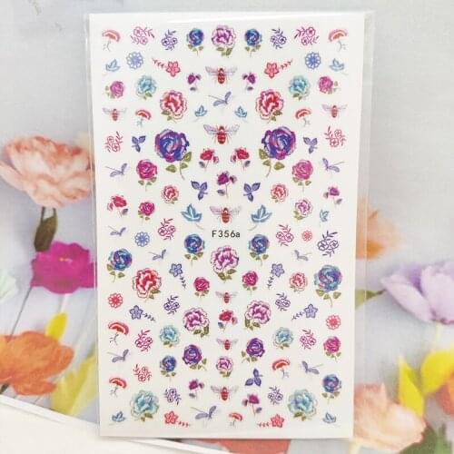 3D Nail Stickers Interesting Design Nail Foil Peony Flowers Clover Leaf Glue Sticker for Manicure Cute Nail Art Decoration