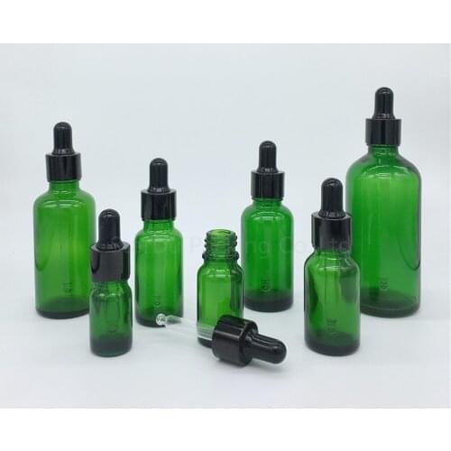 5ml,10ml,15ml,20ml,30ML,50ml,100ml green Glass Bottle With black Dropper Essential Oil Bottle,Reagent Eye Perfume bottles