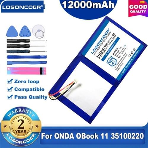 100% Original LOSONCOER 12000mAh For ONDA OBook 11 Battery OBook 11 Pro / 11 Plus OBook11 Tablet Battery