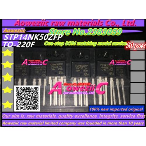 Aoweziic 100% new imported original STP14NK50ZFP P14NK50ZFP TO-220F MOS FET 500V 14A