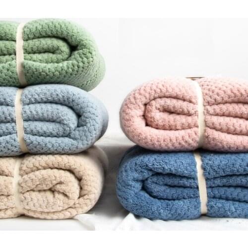 Bath Towel Thicken Polyester Solid Color Rectangle Extra Large Towels Strong Water Absorption Household Kids Adults for Home
